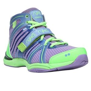 Ryka Tenacity High Top Sneakers in Purple and Lime